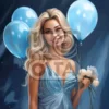 Изображение девушка воздушным шаром синего цвета
