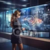 Изображение девушка в очках перед монитором