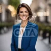 Изображение девушка посреди улицы в деловом костюме