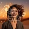 Изображение девушка на фоне салюта