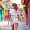Изображение девушка в шортах идёт по улице
