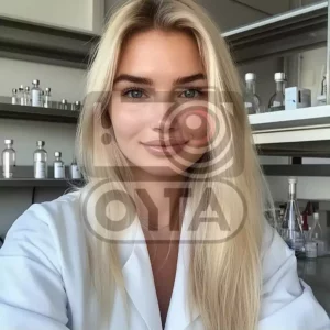 Изображение девушка с длинными волосами стоит на кухне