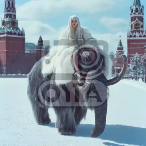 Изображение девушка сидит на мамонте, Красная площадь