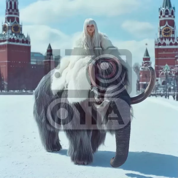 Изображение девушка сидит на мамонте, Красная площадь