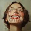 Изображение девушка с улыбкой, имитация портрета маслом