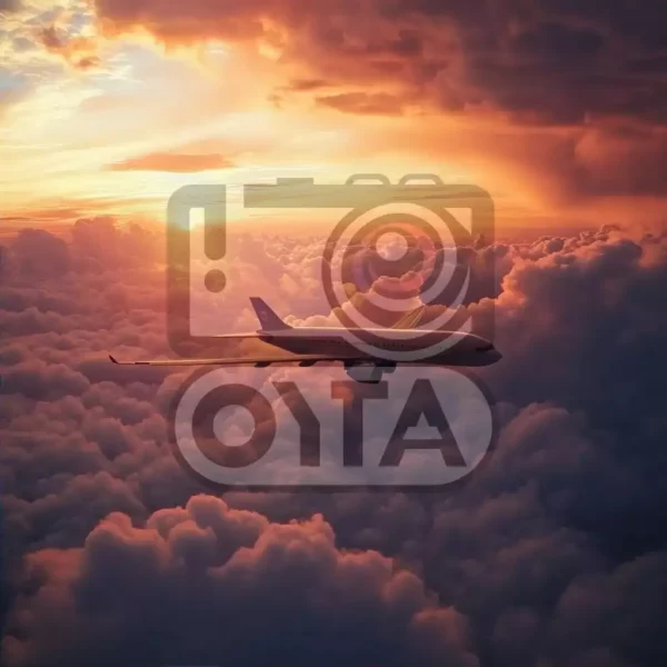 Изображение летящий самолет в облаках