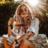 Девушка с пачками денег олицетворяет стремление к успеху и финансовому благополучию. Такой образ может быть использован в статьях о женском успехе в предпринимательстве, в курсах по финансам для молодежи или в блогах, посвященных личному росту и достижению целей. Это также может быть визуальным акцентом в рекламах, направленных на продвижение финансовых услуг, курсов по инвестициям или обучения финансовой грамотности