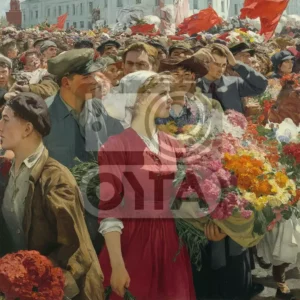 Красное платье олицетворяет страсть и уверенность, отражая индивидуальность и смелость современной женщины. В её взгляде можно увидеть искру решимости и жизнерадостности, что дополнительно подчеркивает динамику окружающей обстановки. Эта сцена может вызвать эмоции у зрителей, вдохновляя их на собственные приключения и стремление к самовыражению