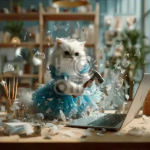 Кошка с ноутбуком
