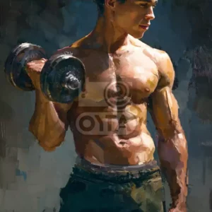 Мужчина с гантелью