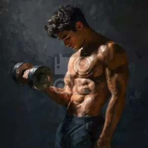 Мужчина с гантелью