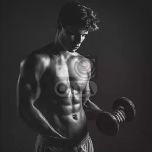 Мужчина с гантелью