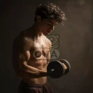 Мужчина с гантелью