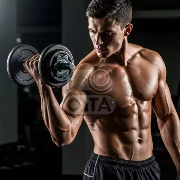 Мужчина с гантелью