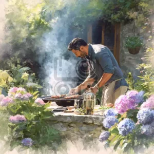 Мужчина и барбекю